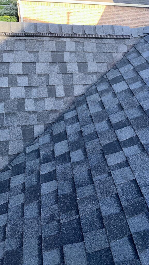 An example of properly installed shingles with no visible roof damage.